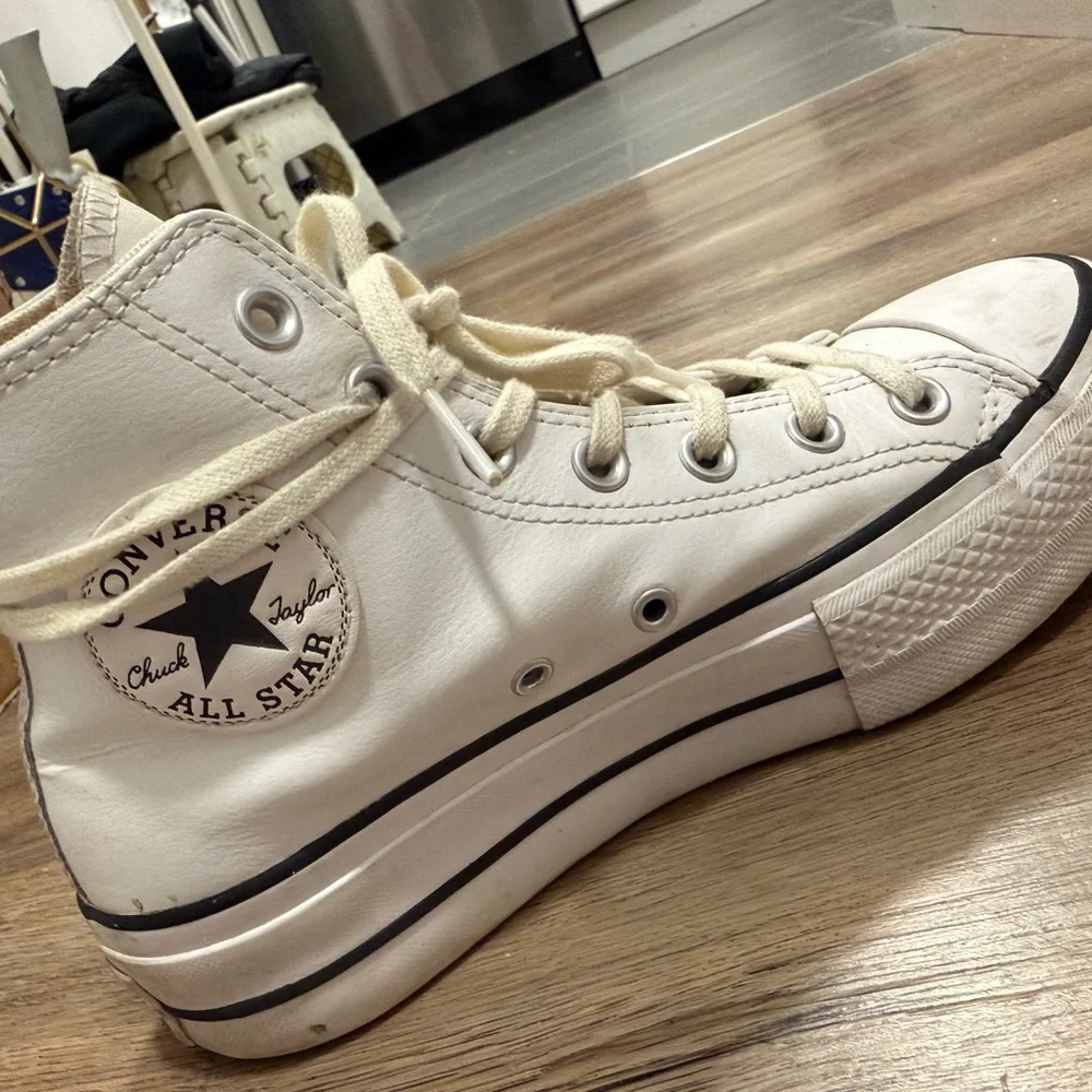 Converse Chuck Taylor All Star High Top Platform Leather Sneakers - Picture 6 of 15